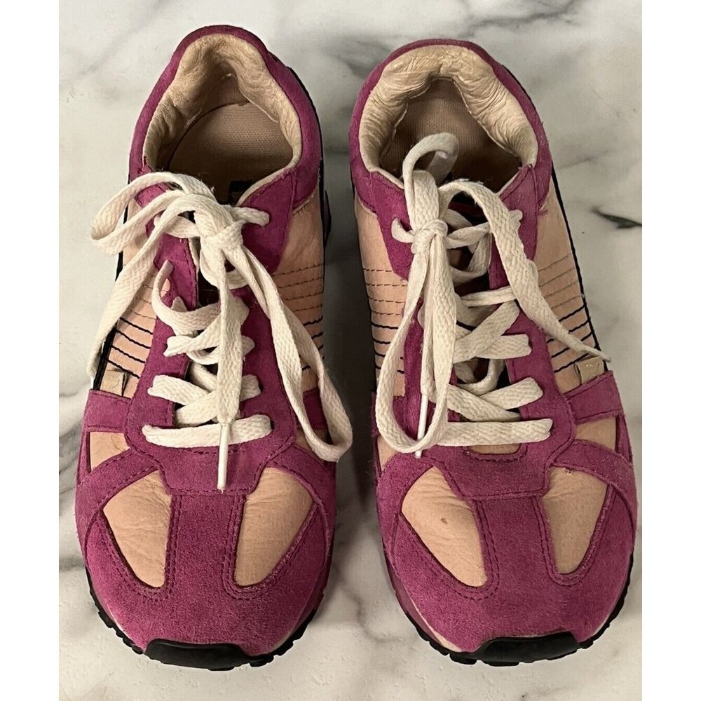 Diesel Women's Biel Retro Lace Up Sneakers Pink White Black USA 5 EUR 35